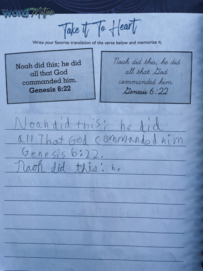 The Word in Motion review Take it to Heart Genesis 6